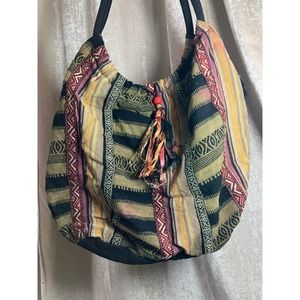 World Market Striped Boho Festival Hobo Bag